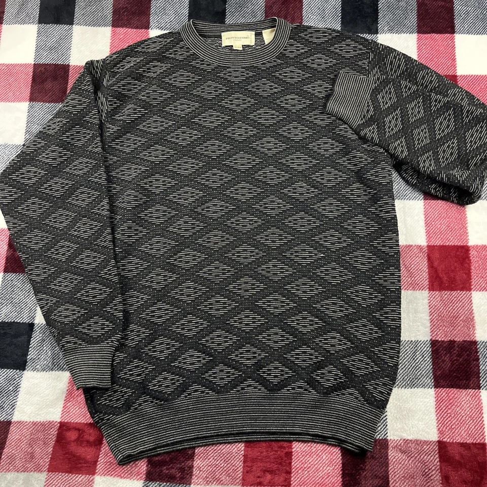 VTG Pronto Uomo Mens XL Wool Blend Grandpa Sweater Abstract Made in Italy - Image 1 of 4
