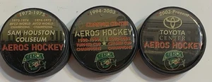 HOUSTON AEROS GEDENKMÜNZE 3 ARENAS HOCKEY PUCKS, SAM HOUSTON, COMPAQ & TOYOTA - Bild 1 von 8