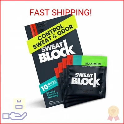SweatBlock Clinical Strength Antiperspirant Wipes for Men and Women Excessive Sw - Image 1 of 2