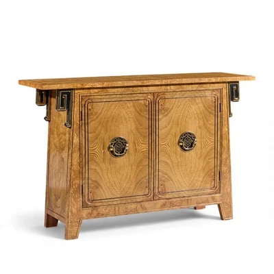 Consola Mastercraft Mid Century Burlwood y Latón Credenza Foto 1 de 4