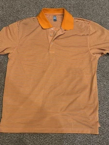PGA TOUR Poloshirt Herren L orange gestreift Polyester Kurzarm Schlitz Kragen - Bild 1 von 2