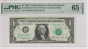 Fr 1900-Em* MULE 1963 $1 FRN E00156027* bp441 PMG 65EPQ GEM CU RICHMOND STAR - Picture 1 of 2