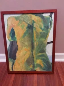 Vintage OIL PAINTING BACKSIDE ABSTRACT EXPRESSIONISM 21.5" X 16.5" GC - Picture 1 of 7