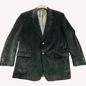 Vintage Monsieur Adolfo 44R Schwarz Weite Wale Cord Herren Blazer Jacke Sport Mantel - Bild 1 von 16
