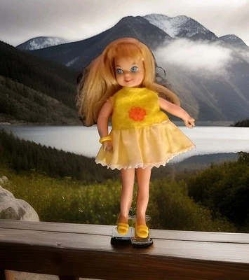 Vestido Tutti MOD Amarillo Naranja Flor con Zapatos Conjunto de 4 piezas - Hecho a mano - Sin Muñeca Foto 1 de 4