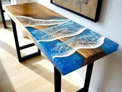 Ocean Epoxy Console Table – Bedroom & Living Room Decor - Image 1 of 4