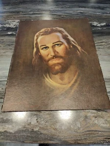 1966 Warner Sallman PORTRAIT OF CHRIST 20x16 Canvas Art Jesus Vintage Picture - Picture 1 of 4
