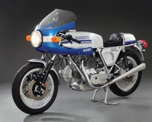 1976-78 DUCATI (open letters) 900SS blue on clear gas tank vinyl sticker pair - Picture 1 of 13