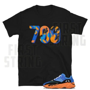 700 Pattern Shirt to Match Yeezy Boost 700 Bright Blue Sneakers / Black T-Shirt - Picture 1 of 3