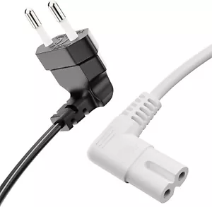 Stromkabel Winkel Netzkabel Euro-Stecker 90° auf C7 IEC-Buchse 90° schwarz weiß - Bild 1 von 11