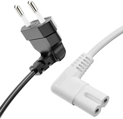 Cable de alimentación ángulo cable de alimentación euro enchufe 90° a C7 conector IEC 90° negro blanco
