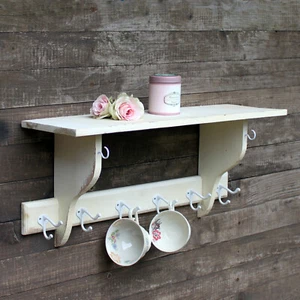 Shabby Wandregal Weiß Landhaus Garderobe Vintage Küchenregal Bad Holzregal Flur - Bild 1 von 3