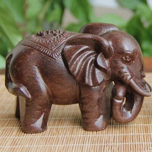 Chinese Fengshui Wooden Elephant Statue Figurine Ornament Decor hot. Craft H3F2 - Picture 1 of 9