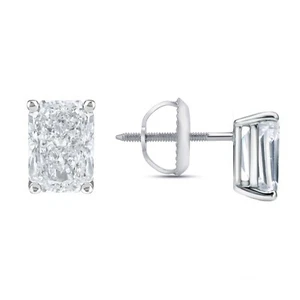 IGI F/VS 3 Ct Radiant Lab Created Grown Diamond Earrings Studs 14K White Gold - Picture 1 of 3