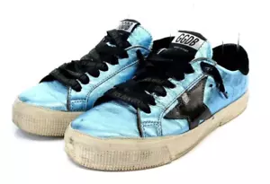 Golden Goose MAY 36 Damen Low Cut Sneaker Leder Glitzer Blau Sterne GGDB - Bild 1 von 7
