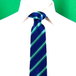 Green Stripe Italian Designer Tie Classy Business Attire Fashion 3" Necktie B2B - Picture 1 of 8