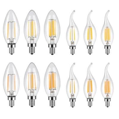 5 pack Edison Light Bulbs E26/E12 LED Candle Lamp Bullet Flame Bulb 2W 4W 6W - Image 1 of 4