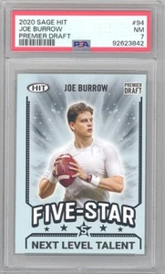 PSA 7 - JOE BURROW - 2020 Sage Hit #94 Premium Draft - NFL RC Rookie Card - NM - Picture 1 of 2