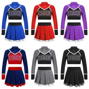 Kids Girls Cheerleading Dance Outfit Carnival Cheer Leader Role Play Dancewear - Picture 1 of 51