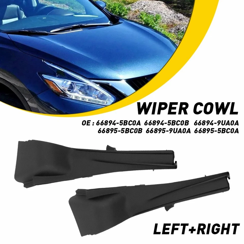 Par de molduras de extensión de capó lateral limpiaparabrisas delantero para Nissan Murano 2015-2017 Foto 1 de 4