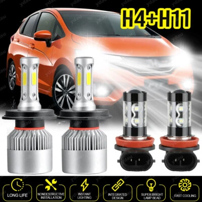 Kit de faros LED 6000K haz alto/bajo para Honda Fit 2006-2020 + faros antiniebla Foto 1 de 4