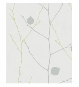 Papel pintado no tejido Marburg Gina 57848 blanco gris oscuro brillo hojas elegantes - Imagen 1 de 1