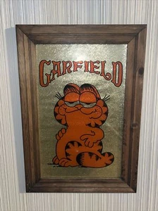 Garfield The Cat Cartoon Glitter Art In Wooden Frame 13.5” X 19.5” - Picture 1 of 7