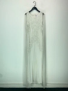 Coast Ivory Beaded Embellished Bridal Maxi Cape Sleeve Wedding Gown UK18 NEW - Picture 1 of 16