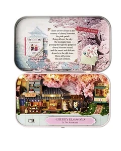 DIY Mini Tin Box Theatre Dolls House Dollhouse Miniature Kits Toy Gift - Pink - Picture 1 of 7