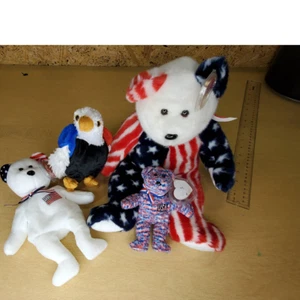 TY Beanie Babies Baby Bears USA America Murica Bundle Eagle Bears - Picture 1 of 6