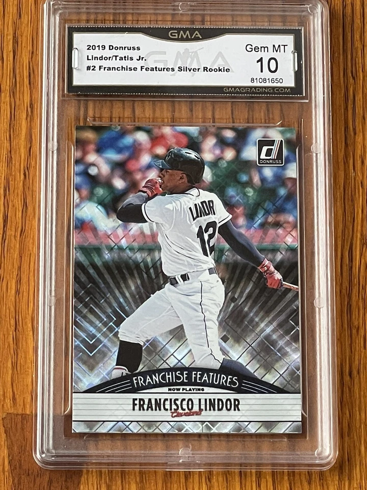 Donruss Franchise Features Lindor/Tatis Jr FF2 2019 Silver Padres GMA 10 Mets Foto 1 de 3