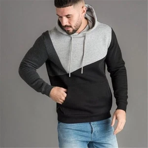 Hooded Hoodies Mens Casual Long Sleeve Sweatshirt Tops Coat Pullover Patchwork - Picture 1 of 9