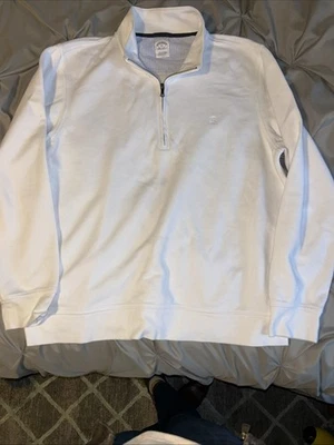 Brooks Brothers Hombres Cuarto Cremallera Pullover Terry Francés Sudadera Blanca Grande Foto 1 de 4
