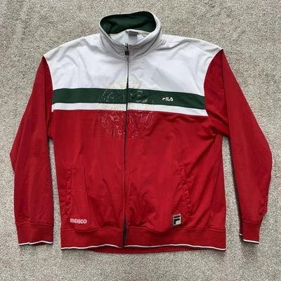 Куртка спортивная мужская Fila Mexico XXL красно-бело-зеленая ацтекская графическая на молнии - Изображение 1 из 4