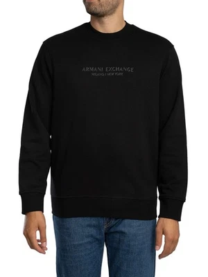 Armani Exchange Men's Shadow Brand Sweatshirt, Black - Image 1 of 4