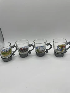 Vintage German Set Of 4 Traben Trarbach Bruckentor Shot Glass Gold Rim - Picture 1 of 3