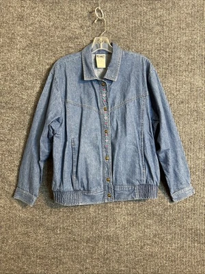 Vintage Koret Womens Denim Jacket Size Large Blue Embroidered Pockets Cottage — 第 1/4 张图片