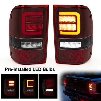 Pair Black Housing LED Tail Lights Rear Brake Lamps For 2001-2011 Ford Ranger Foto 1 de 4