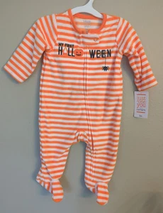 Carter's Just One You First Halloween Pyjama orange Streifen Fuß 3 Monate neu - Bild 1 von 5