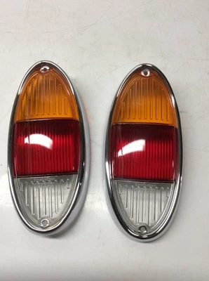 2 x Volvo Amazon Rear Tail Light Lens and Chrome Bezel 672333 Amber/Red/Clear - Image 1 of 4