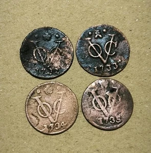 Set Year 1732 , 1733 , 1734 & 1735 Dutch Netherlands VOC New York Penny Coin_T45 - Picture 1 of 4