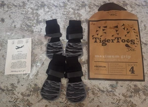 Calze per Cani Tiger Toes Confezione da 4 Zampe Taglia Large Premium Massima Grip Antiscivolo Nero - Foto 1 di 7