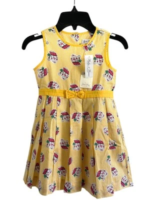 NWT Rachel Riley Yellow Pleated Cafe Dress w/ Bow Sizes 7, 8 Available - Image 1 of 4