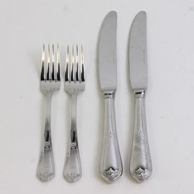 Lot Of 4 Retroneu RTR54 (Stainless) Flatware 2 Dinner Knives & 2 Salad Forks - Image 1 of 4