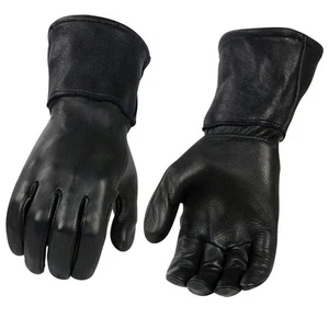Shaf International Men's Gauntlet Motorcycle Hand Gloves- Black Deerskin Long... - Picture 1 of 9