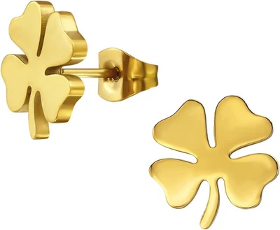 Kleeblatt Kinder Ohrringe Chirurgenstahl | Edelstahl Hypoallergen Kinderohrringe - Bild 1 von 4