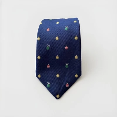 Tommy Hilfiger圣诞装饰品领带海军蓝男式假日领带  — 第 1/4 张图片