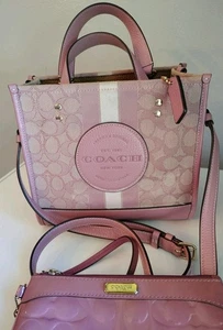 Auth COACH Dempsey Tote Bag In Signature Jacquard C8417 Pink F/S 424726 - Picture 1 of 12