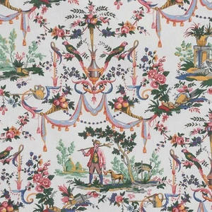 Carnival Toile De Jouy Fabric 100% French Cotton Double Width Curtain Upholstery - Picture 1 of 6