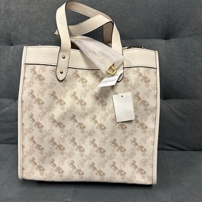 蔻驰马车女式手提包大号-粉笔白色 (89143) — 第 1/4 张图片